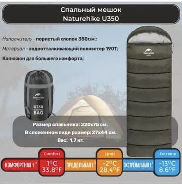 куплю спальный мешок: Спальный мешок Naturehike U350. Температура эксплуатации: Комфортная — 4