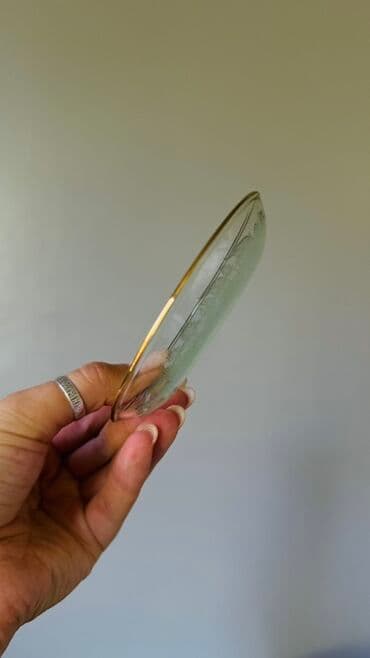 пасуда комплект: Элегантное стеклянное блюдце с золотистой окантовкой, выполненное из — 2