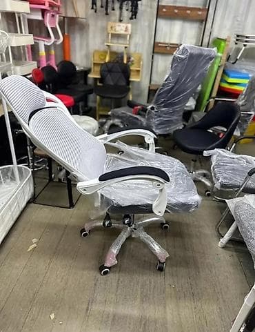 Офис креслолору: Офис креслолор, Жаңы, Дөңгөлөктүү, түсү - Ак, Өзү алып кетүү, Акылуу жеткирүү — 4