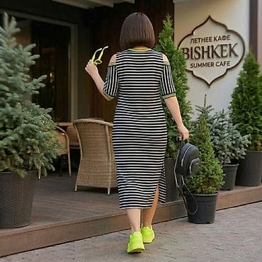 slim patch: Повседневное платье, Лето, Длинная модель, Трикотаж, Прямое, 2XL, 3XL, 4XL — 2