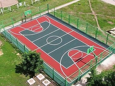 Укладка резинового покрытия для баскетбольных площадок Создаём