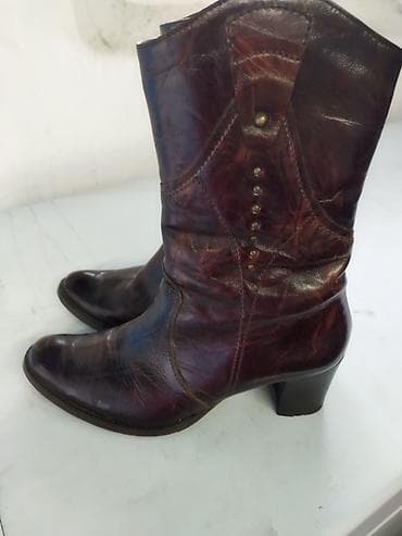 отук бу: Сапоги, 38.5, Б/у, цвет - Коричневый, Самовывоз, Платная доставка — 1