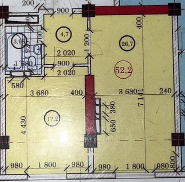 дала абад: 1 комната, 52 м², Элитка, Готовая ПСО (под самоотделку) — 1
