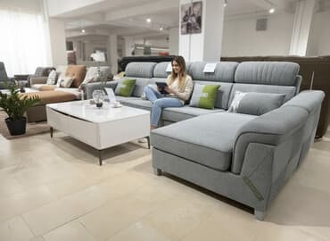 Угловой диван, C подушками, Трехместный