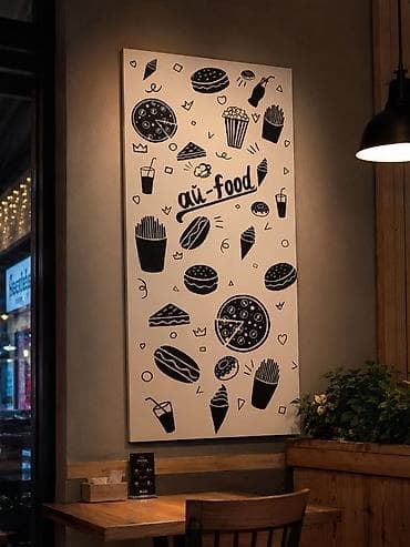 национальные тошоки: Рисунок стены для кафе и фастфуда «ai-food»

- График:24/7 — 3
