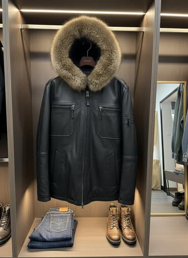 Кожаная куртка с мехом. Покупали в России. Абсолютно новая. Покупали