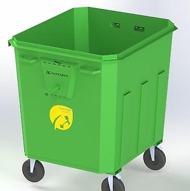Дом и сад: Артикул: MKS-UT-027 Название: Мусорный контейнер зелёный на колёсах — 2