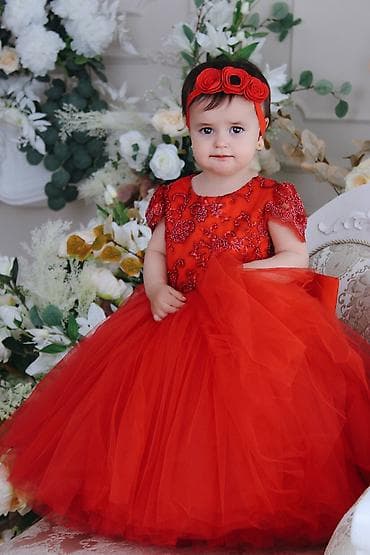 шикарн: Детское платье, цвет - Красный, Новый — 3
