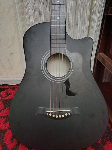 гитара epiphone: Акустическая гитара, форма дредноут с вырезом (cutaway), цвет — черный — 6