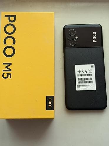телефоны простые: Poco M5, Б/у, 128 ГБ, цвет - Черный, 2 SIM — 1