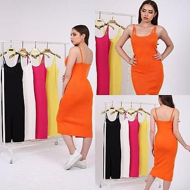 Атайын кийим: Трикотажное платье миди на тонких бретелях - Силуэт: облегающее — 1