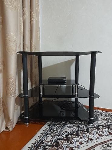тв зона: Тумба и подставка для телевизора, Напольная, Стекло, цвет - Черный — 1