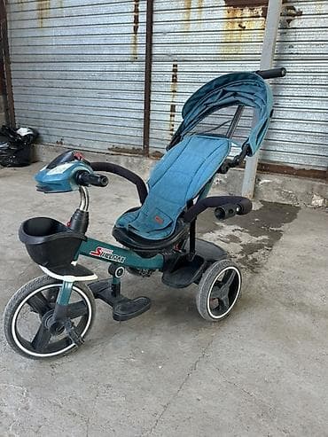 Детский трехколесный велосипед-каталка с родительской ручкой и