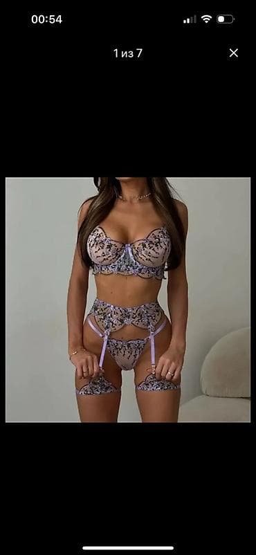 Комплект, Стринги, С кружевом