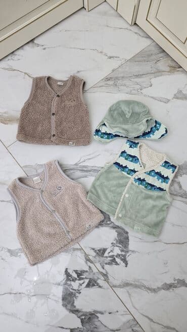 детский осенний комплект: Комплект, цвет - Зеленый, Б/у — 3