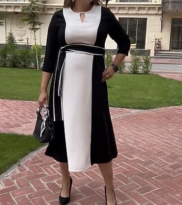 Платья: Повседневное платье, Турция, Осень-весна, Трикотаж, Прямое, XL — 1