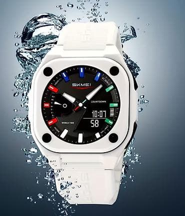 Спортивные наруч. часы SKMEI white - Корпус прямоугольной формы с