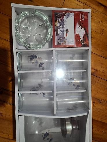 Посуда: Набор 6 стаканов и графин в коробке. Материал - стекло. сине-серый — 2