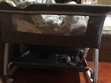 кровать раскладушка: Детская приставная кроватка, С колесиками, цвет - Серый — 2