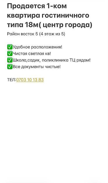 гостиничный: 1 комната, 18 м², Гостиничный тип, 4 этаж — 1