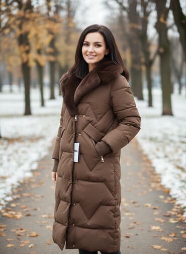 распродажа женских курток больших размеров: Пуховик, Длинная модель, Стеганый, M — 2