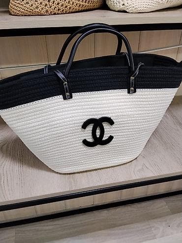 Сумка-шоппер в стиле Chanel - Цвет: черно‑молочный, контрастный верх