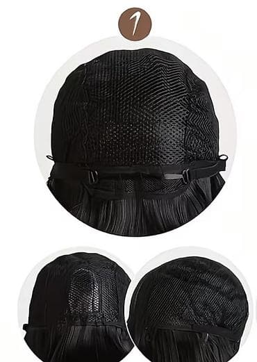 парик аниме: Парик каре с челкой, цвет: черный. - Стиль: классическое прямое каре — 3