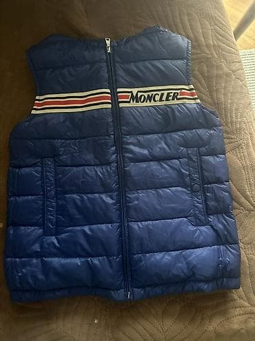 монклер: ОРИГИНАЛ Жилетка Moncler, синяя, стёганая - Классический пуховый — 1