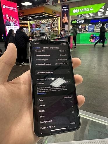 IPhone X, 64 ГБ, Серебристый, Чехол
