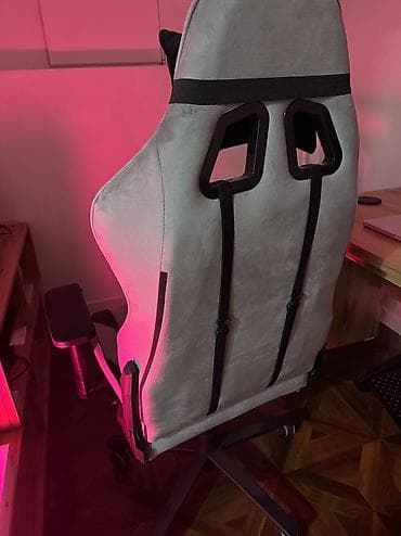 Уход и хранение одежды: Игровое кресло, Б/у, С колесиками, цвет - Серый, Велюр — 4