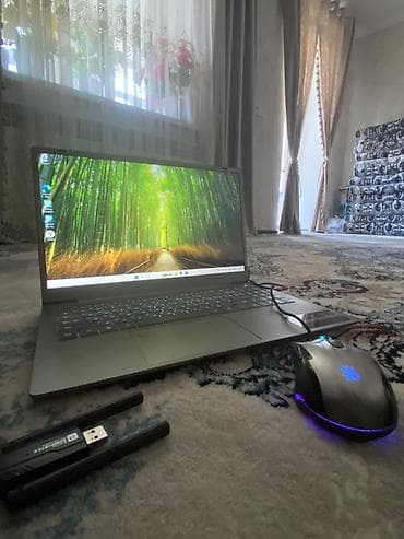 Ноутбук DEXP + проводная игровая мышь Bloody + USB‑адаптер Wi‑Fi с