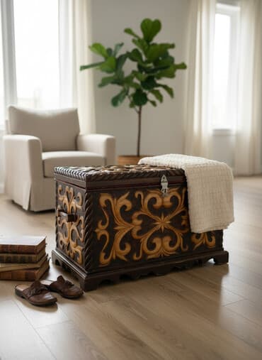 большой письменный стол: Сундук, Другое назначение, Дерево, цвет - Коричневый — 1