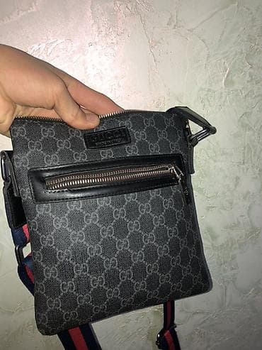 Классическая сумка, Gucci, Италия, Материал: Комбинированный материал, Застежка на молнии, Мужские, Б/у