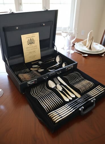 кухонные оборудования: Столовый прибор SBS Solingen Красивый декор "WIEN" с полной позолотой — 1