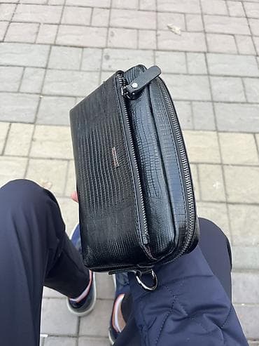 Ювелирные изделия: Мужская сумка-клатч Butun, черная - Материал: экокожа с тиснением под — 3