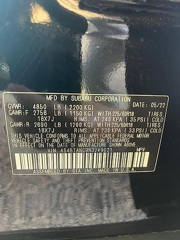 ред: Subaru Outback: 2022 г., 2.5 л, Вариатор, Бензин, Универсал — 6