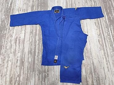 форма таэквондо: Кимоно для дзюдо Mizuno (синее) Размер 150 см. - Комплект: кура (верх) — 1