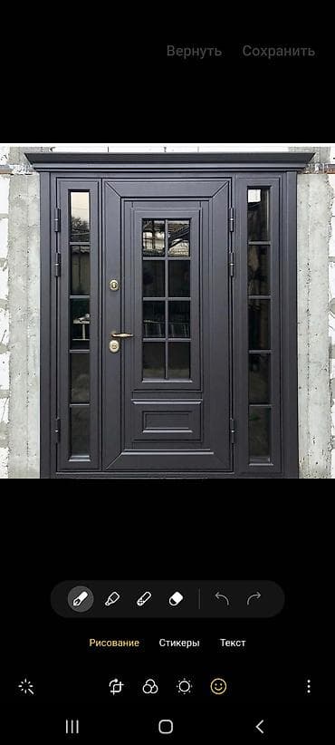 Двери для домов и квартир, Металлическая, Трехстворчатая, Со стеклом, цвет - Серый