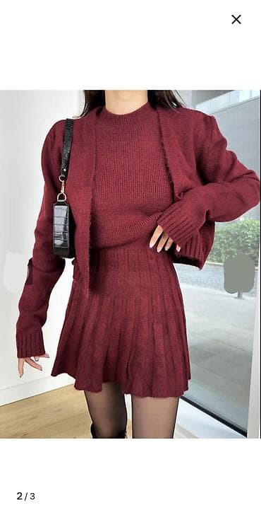 юпка кофта: Костюм с юбкой, Модель юбки: Плиссе, Мини, Стандарт — 1