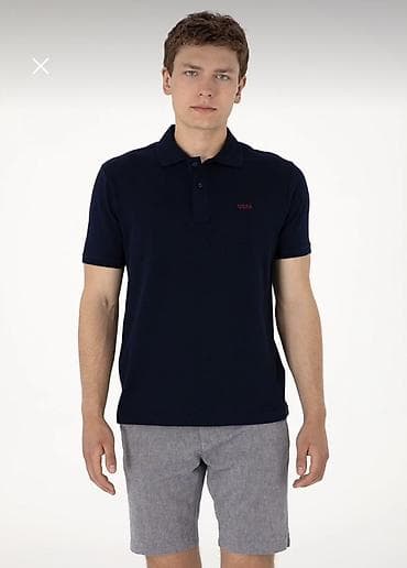улуу тоо: Эркектердин футболкасы, S, M, L, Us Polo Assn, Жаңы, түсү - Көк, Өзү алып кетүү, Акылуу жеткирүү — 2