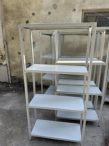 Металлические стеллажи с полками - Материал: стальной каркас, полки