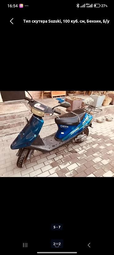 Скутер Suzuki, 100 куб. см, бензиновый. На ходу. По вложенниям пружина at lalafo.kg Скутер Suzuki, 100 куб. см, бензиновый. На ходу. По вложенниям пружина