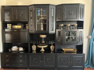 гарнитур для зала: Гарнитур для зала, Шкаф, МДФ, цвет - Черный — 3