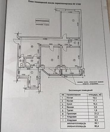 Квартиры: 2 комнаты, 80 м², Индивидуалка, 7 этаж, Косметический ремонт — 9