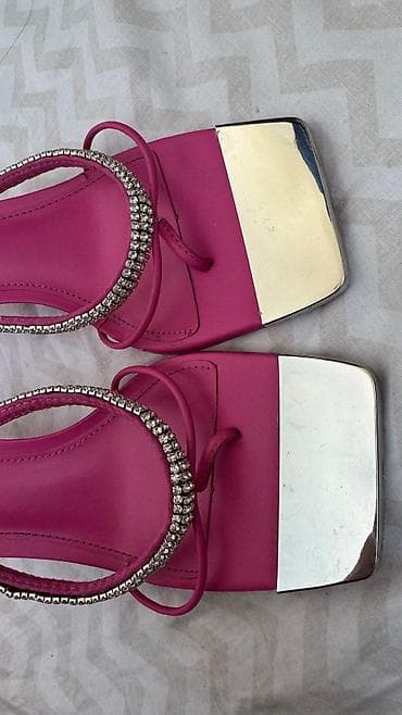 Босоножки, сандалии, шлепанцы: Босоножки, 39, Mango, Б/у, цвет - Розовый, Самовывоз — 7