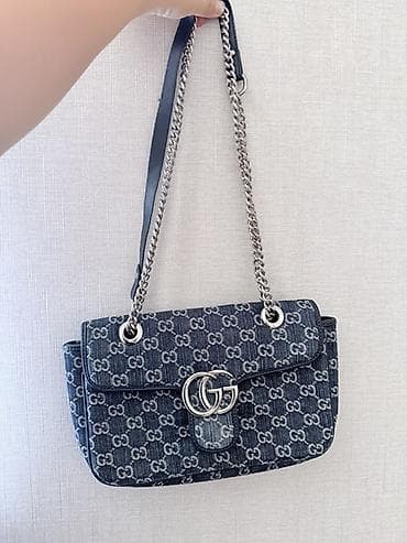 forerunner 965: Сумка Gucci GG Marmont Small из денима - Материал: плотный синий — 2