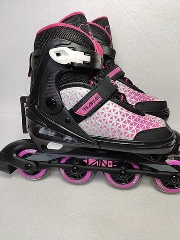 коньки ош: Роликовые коньки TAINE (SOFT), розово‑чёрные - Тип — 3