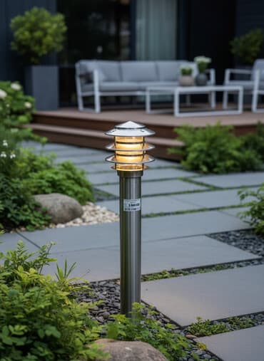 светильники для сада на солнечных батареях: Элегантный столб-светильник из нержавеющей стали, выполненный в — 1