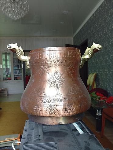 кококола крышки: Медный ковш/котёл с крышкой и двумя ручками - Материал: кованая медь — 1