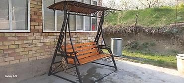 стол книжка с полками: Садовые качели Металл, Со спинкой, С крышей — 5